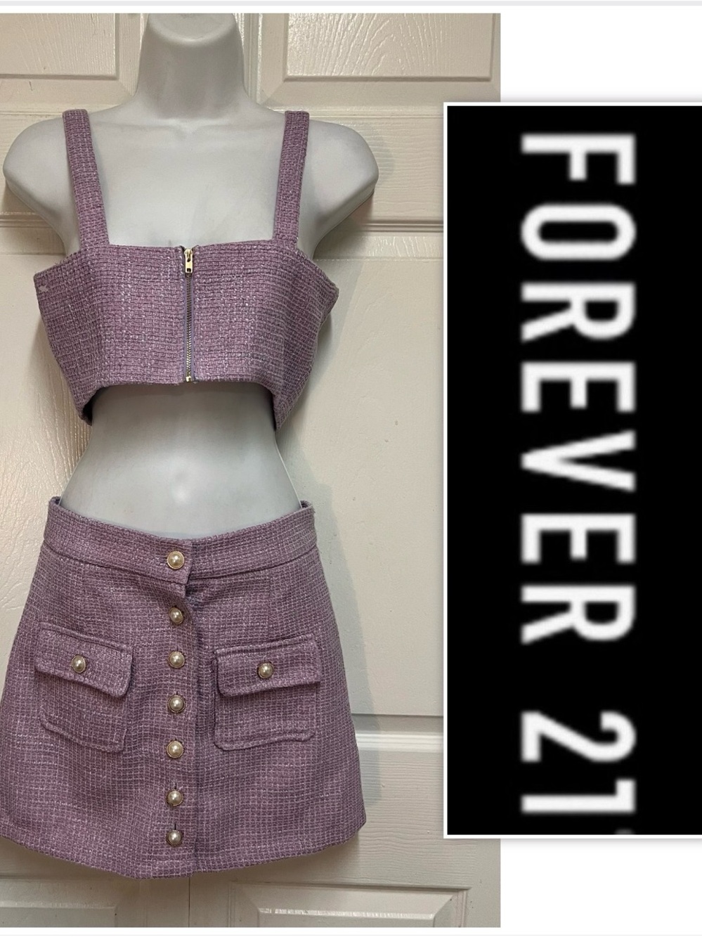 Forever 21 Purple Tweed Two Piece Set